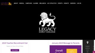 Legacy Early College: Front Page