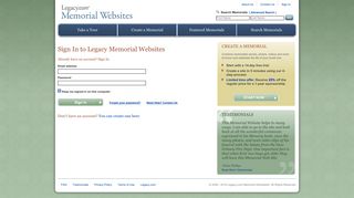 Memorial Websites | Legacy.com - Sign In