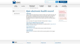 Epic - Legacy Health