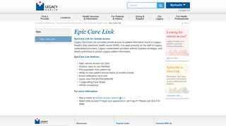 Epic Care Link - Legacy Health