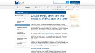 Legacy Portal launches - Legacy Health