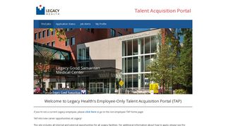 Legacy Health System Employee Candidate Self-Service