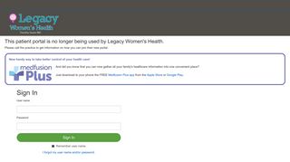 Patient Portal - Legacy Women's Health - Medfusion