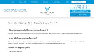 Patient Portal FAQs - Village Health Partners