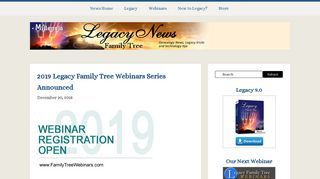 Legacy News: 2019 Legacy Family Tree Webinars Series Announced