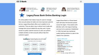 LegacyTexas Bank Online Banking Login - CC Bank