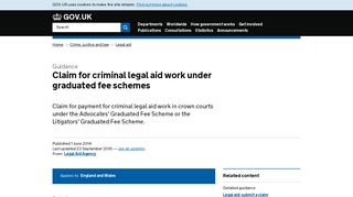 Claim for criminal legal aid work under graduated fee schemes - Gov.uk