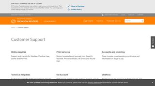 Customer support | UK Legal Solutions | Thomson Reuters