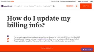 How do I update my billing info? | LegalShield