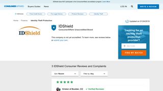 Top 3 Reviews and Complaints about IDShield - ConsumerAffairs.com