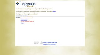 Legence Bank - Online Banking - myebanking.net