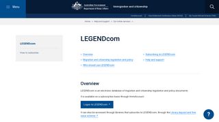 LEGENDcom - Immigration and citizenship - Department of Home Affairs
