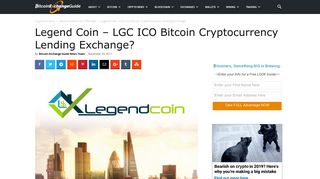 Legend Coin Review - LGC ICO Bitcoin Cryptocurrency Lending ...