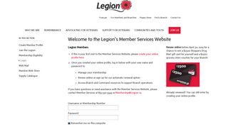 Membership Login - Legion Logo - The Royal Canadian Legion