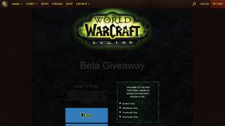 Legion Beta Key Giveaway - World of Warcraft
