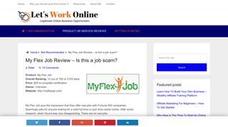 My Flex Job Review - Is this a job scam? - Lets Work Online.