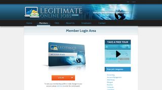 Member Login Area - Legitimate Online Jobs Homepage - Welcome