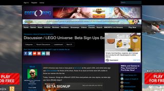 LEGO Universe: Beta Sign Ups Begin! — MMORPG.com Forums