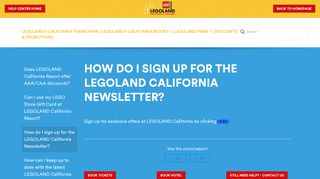 How do I sign up for the LEGOLAND California Newsletter ...