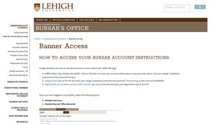Banner Access | Finance & Administration - Lehigh University