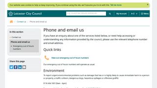 Phone and email us - Leicester City Council