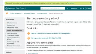 Starting secondary school - Leicester City Council