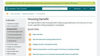 Housing benefit - Leicester City Council
