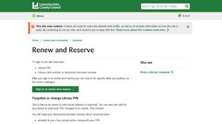 Renew and Reserve | Leicestershire County Council