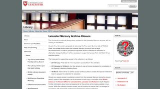 Leicester Mercury Archive Closure — University of Leicester