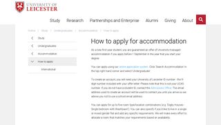 How to apply for accommodation — University of Leicester
