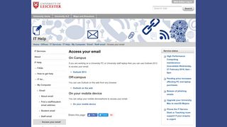 Access your email — University of Leicester
