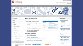 Your email account — University of Leicester