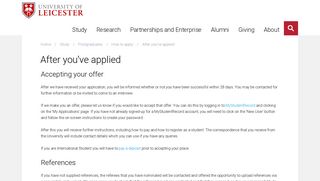 After you've applied — University of Leicester