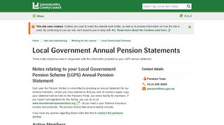 Local Government Annual Pension Statements | Leicestershire County ...