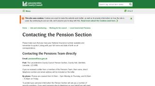 Contacting the Pension Section | Leicestershire County Council