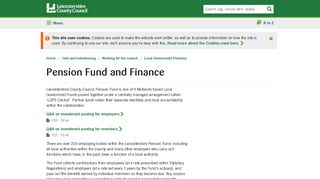 Pension Fund and Finance | Leicestershire County Council