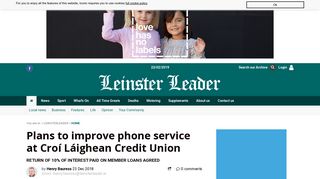Plans to improve phone service at Croí Láighean Credit Union ...