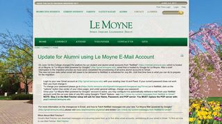 Le Moyne College - Important Update for Alumni using Le Moyne E ...