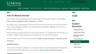 Echo > Student Resources > Life on Campus ... - Le Moyne College