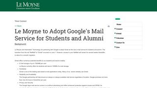 Le Moyne College - Le Moyne to Adopt Google's Mail Service for ...