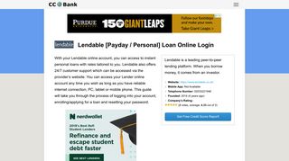 Lendable [Payday / Personal] Loan Online Login - CC Bank