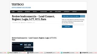 Review lendconnect.io - Lend Connect, Register, Login, LCT, ICO, Earn