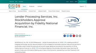Lender Processing Services, Inc. Stockholders Approve Acquisition by ...