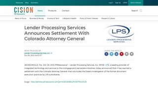 Lender Processing Services Announces Settlement With Colorado ...