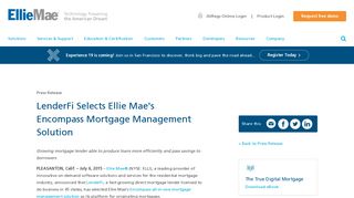 LenderFi Selects Ellie Mae's Encompass Mortgage Management ...