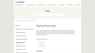Paying off your loan – LendingClub