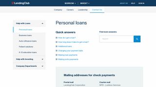 Personal loans - Contact Us | Save with LendingClub