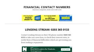 Lending Stream: 0203 365 0133 – Financial Contact Numbers