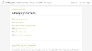 Managing your loan | Lending Works