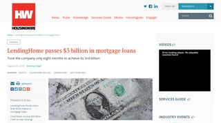 LendingHome originates more than $3 billion in mortgage loans ...